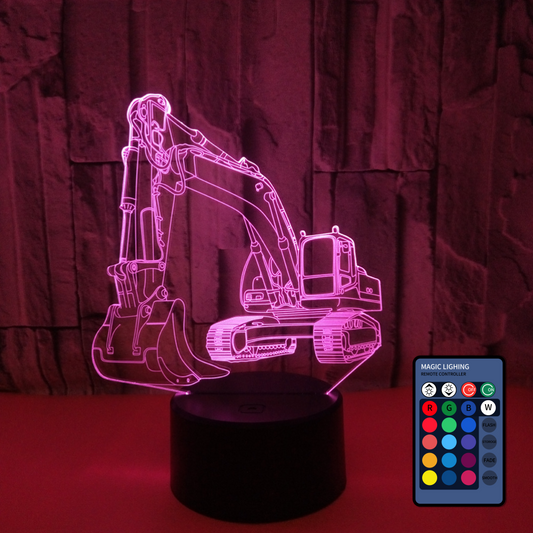 Lightning Illusion Crawler Excavator 3D Multicolor Lamp Visual LED Night Lights