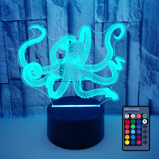 Lightning Illusion Brother Octopus 3D Multicolor Lamp Visual LED Night Lights