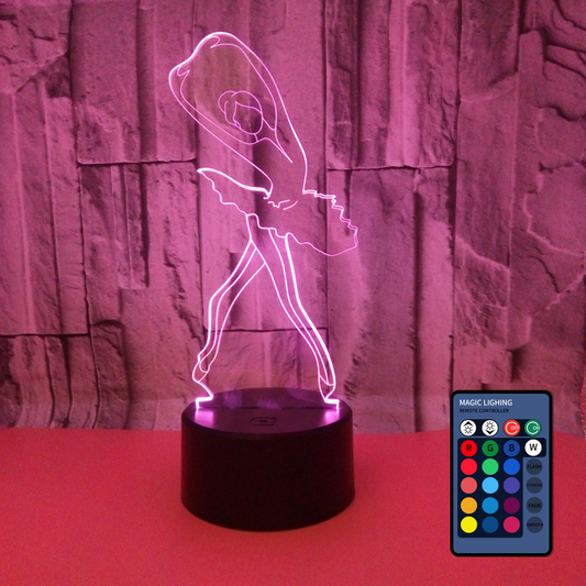 Lightning Illusion Ballerina Dancer 3D Multicolor Lamp Visual LED Night Lights