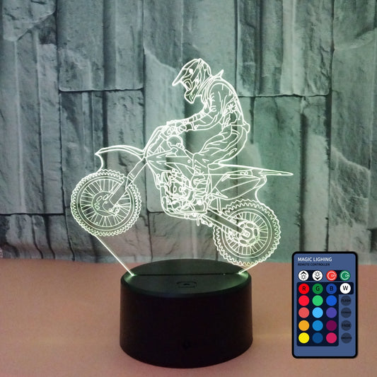 Lightning Illusion Motocross Motorcycle 3D Multicolor Lamp Visual LED Night Lights