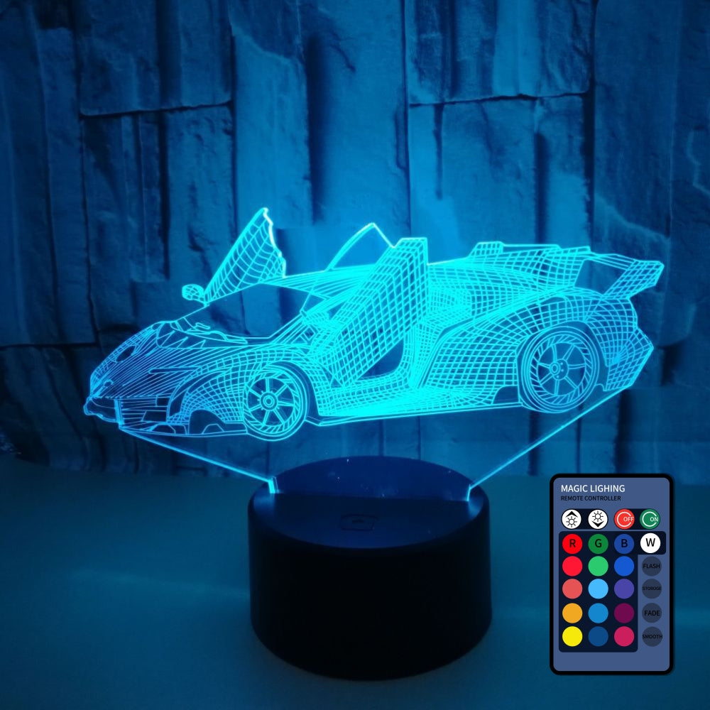 Lightning Illusion Sports Car 3D Multicolor Lamp Visual LED Night Lights
