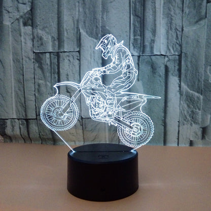 Lightning Illusion Motocross Motorcycle 3D Multicolor Lamp Visual LED Night Lights